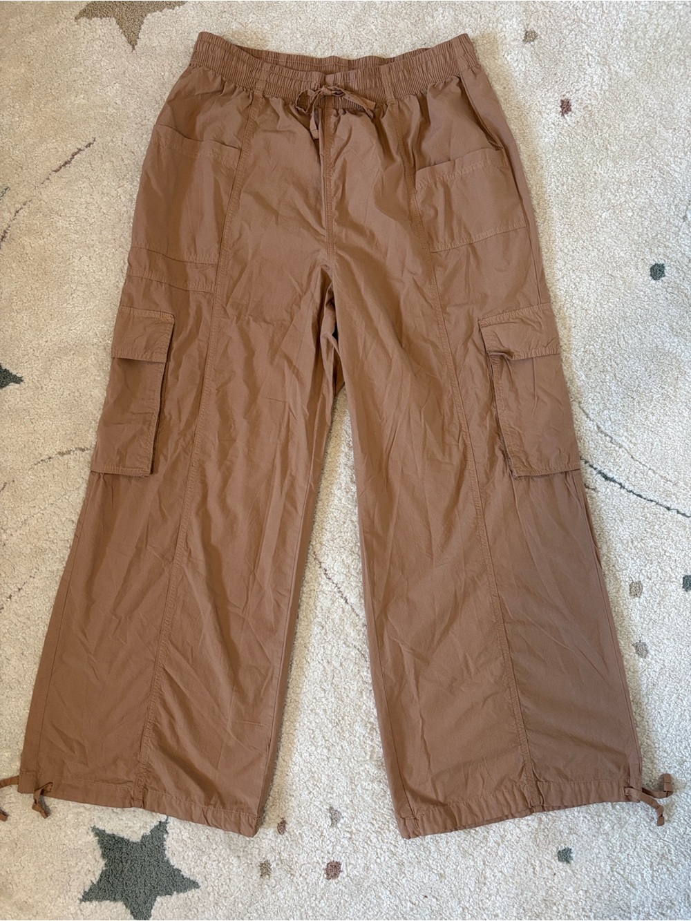NWT Aerie Baggy Cargo Pant with Wide Legs & Drawstring Cinch Size Large